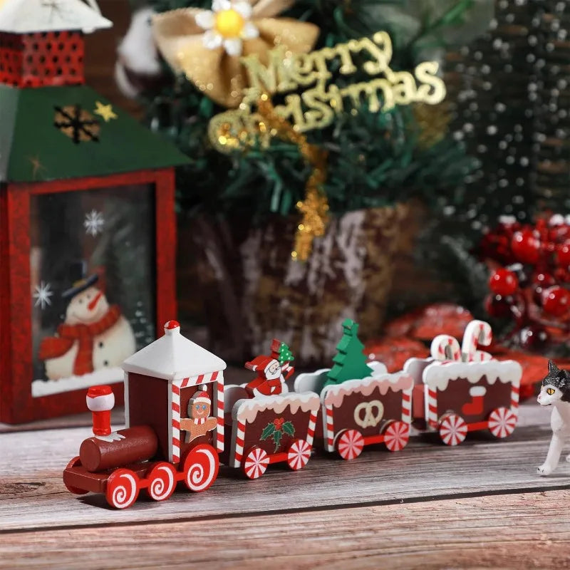 Wooden Christmas Train Tabletop Decoration