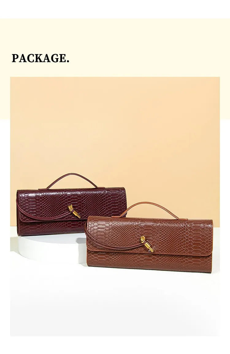 Luxury Snakeskin Top Handle Shoulder Bag