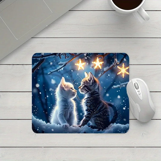 Whimsical Cat Couple Gaming & Office Mouse Pad