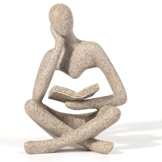 Abstract Thinker Reading Sculpture