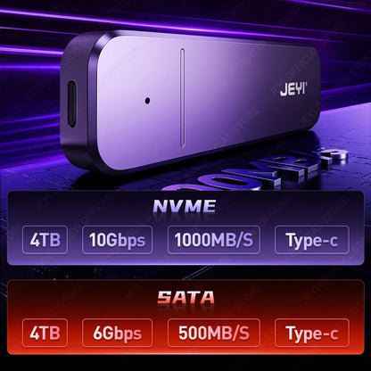 JEYI USB-C M.2 SSD Enclosure with NVMe/SATA Dual Protocol, UASP, TRIM & S.M.A.R.T Support