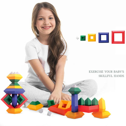 Montessori Educational Toy Construction Set Pyramid Building Blocks Set