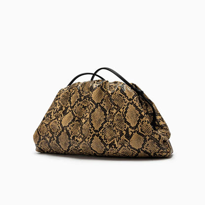 Snake Pattern Ruched Shoulder Bag