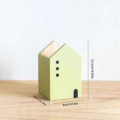 Wooden House Pen Holder & Desktop Organizer