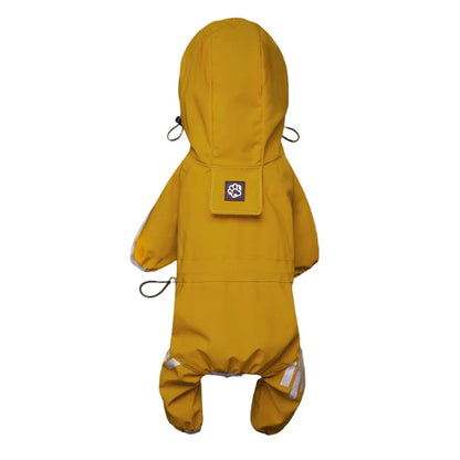 Full-Body Waterproof Dog Overalls with Reflective Strips & Hood