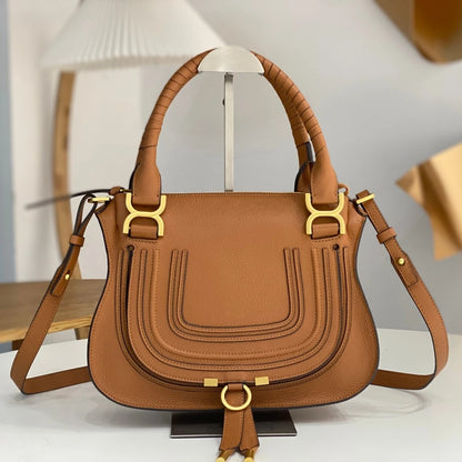 Vintage Genuine Leather Saddle Crossbody Bag for Women