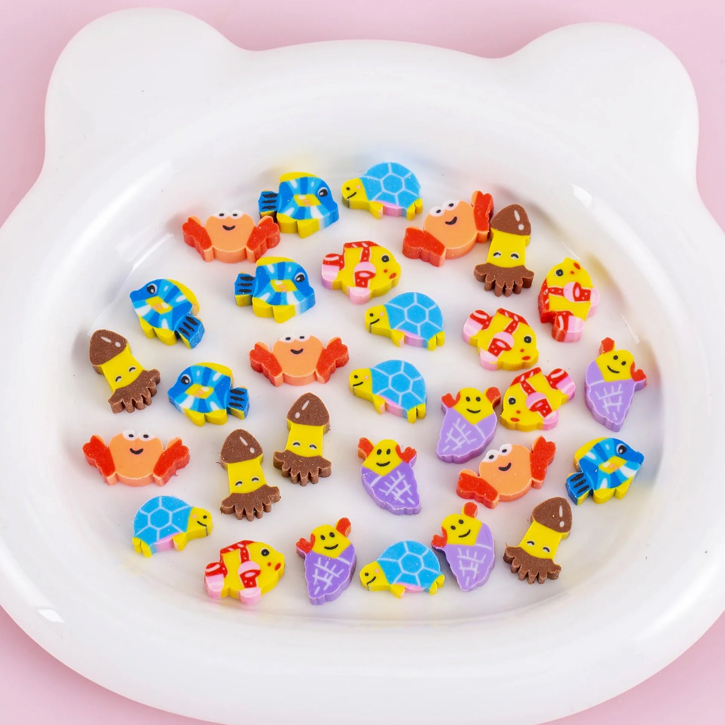 Mini Cartoon Eraser Set – Fruit, Animal & Heart Capsule Collection