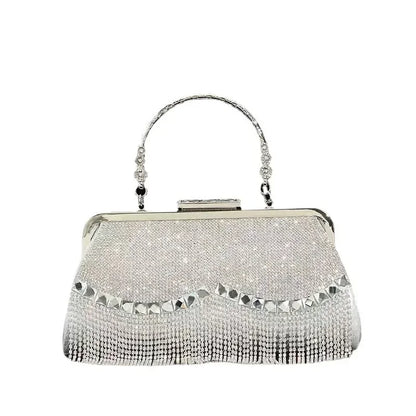 Rhinestone Tassel Handle Evening Bag