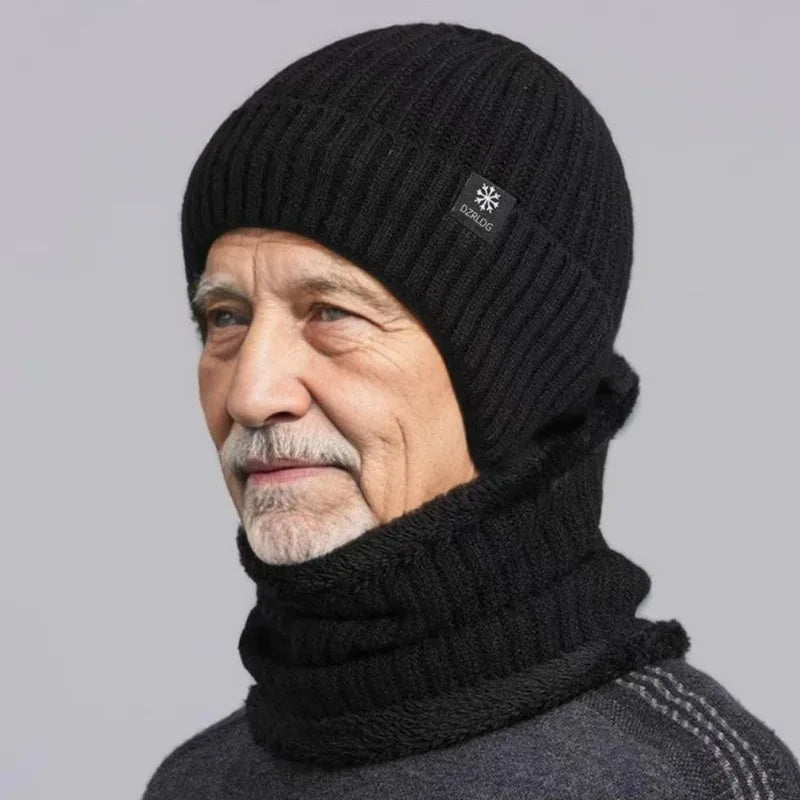 Men’s Winter Knitted Peaked Hat & Neck Warmer Set