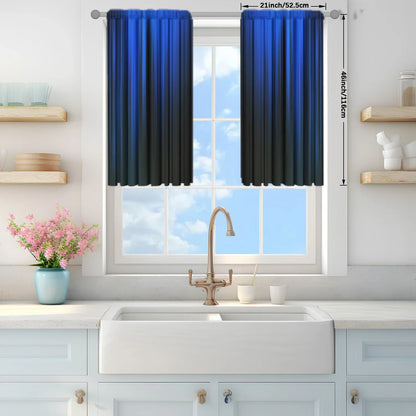 Blue & Black Gradient Stripe Window Curtains
