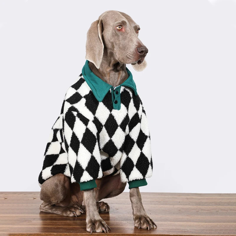 Plaid Warm Dog Jacket for Medium & Large Dogs