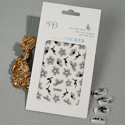 5D Glitter Floral Nail Art Stickers