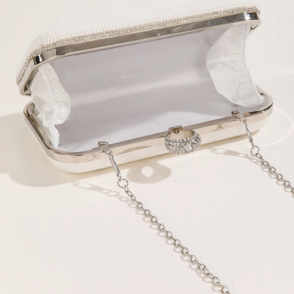 Women’s Pearl Beaded “I Do” Wedding Clutch with Chain Strap