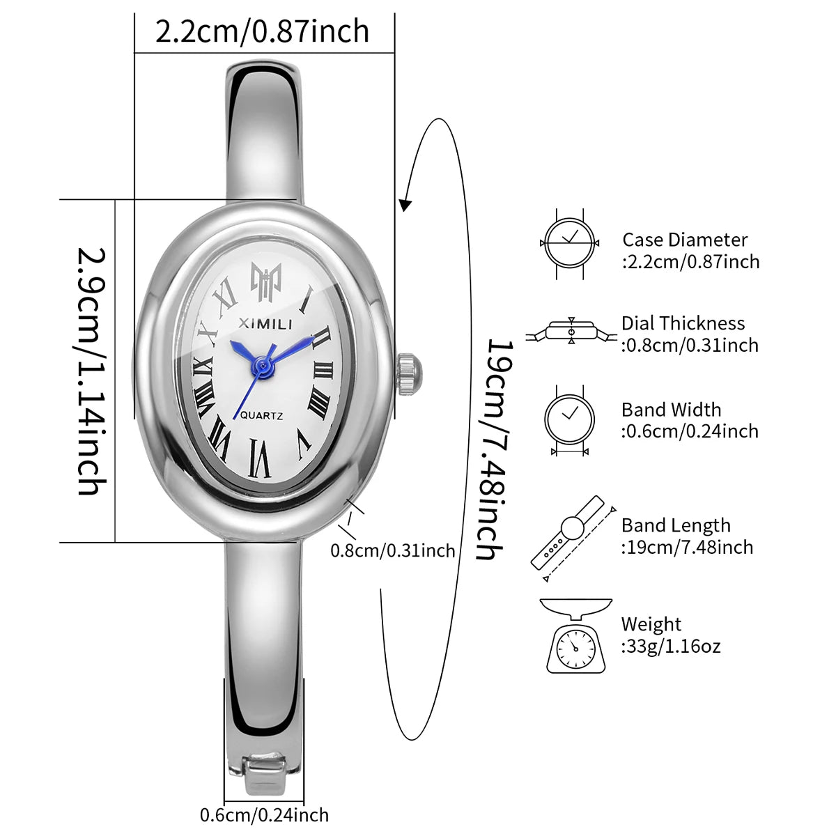 Oval Roman Numeral Quartz Watch