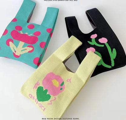 Handmade Knitted Knot Wrist Tote Bag