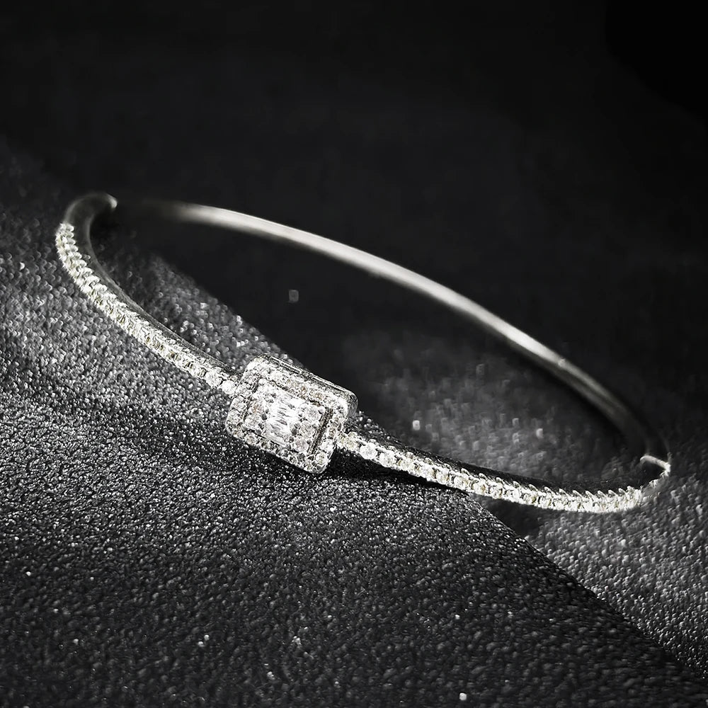Rectangular Cubic Zirconia Bangle Bracelet