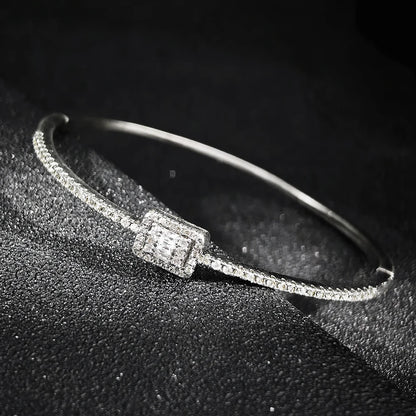 Rectangular Cubic Zirconia Bangle Bracelet
