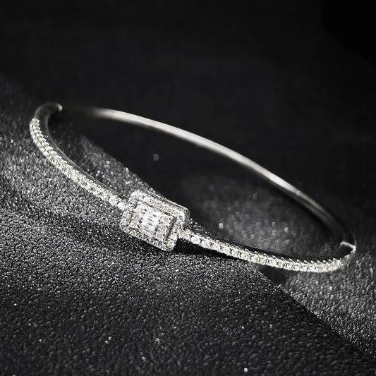 Rectangular Cubic Zirconia Bangle Bracelet
