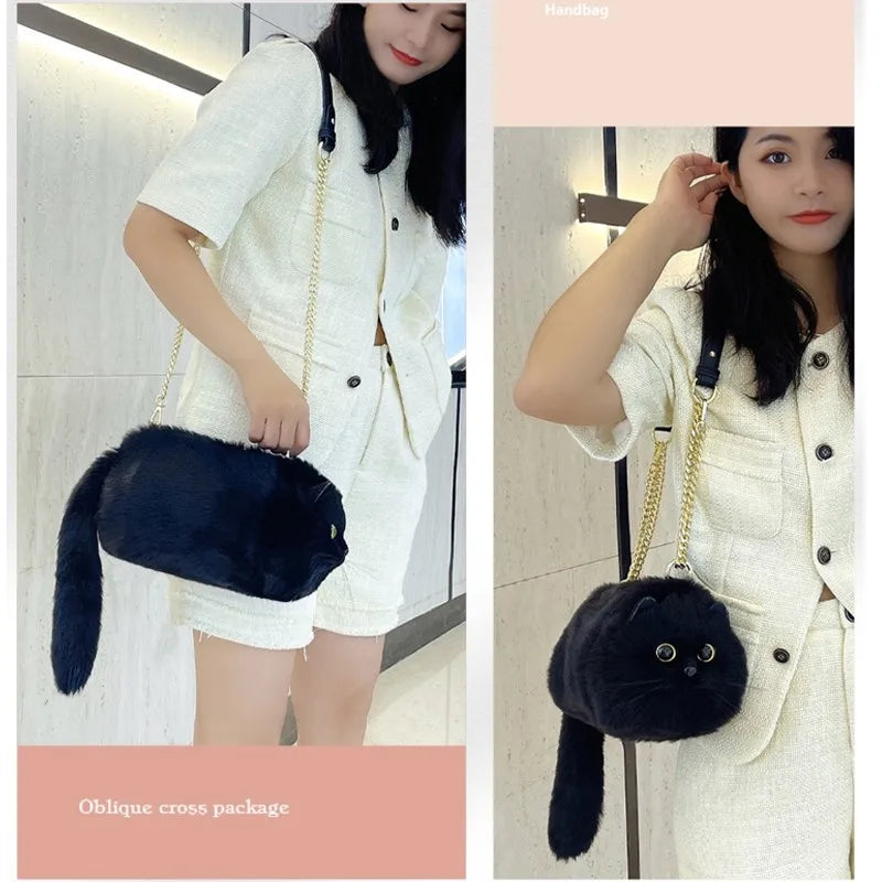 Cute Plush Cat Crossbody Shoulder Bag