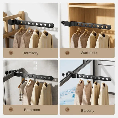 Foldable Rotatable Black Clothes Rack