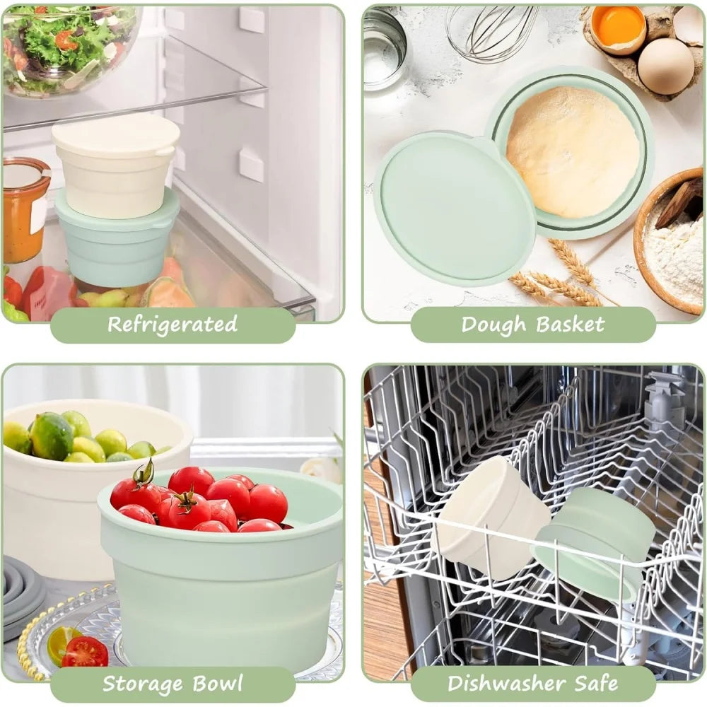 Foldable Silicone Pizza Dough Proofing Box with Lid