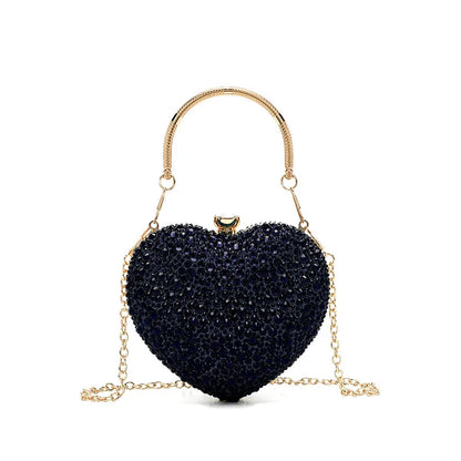 Luxury Heart Crystal Rhinestone Evening Clutch Bag