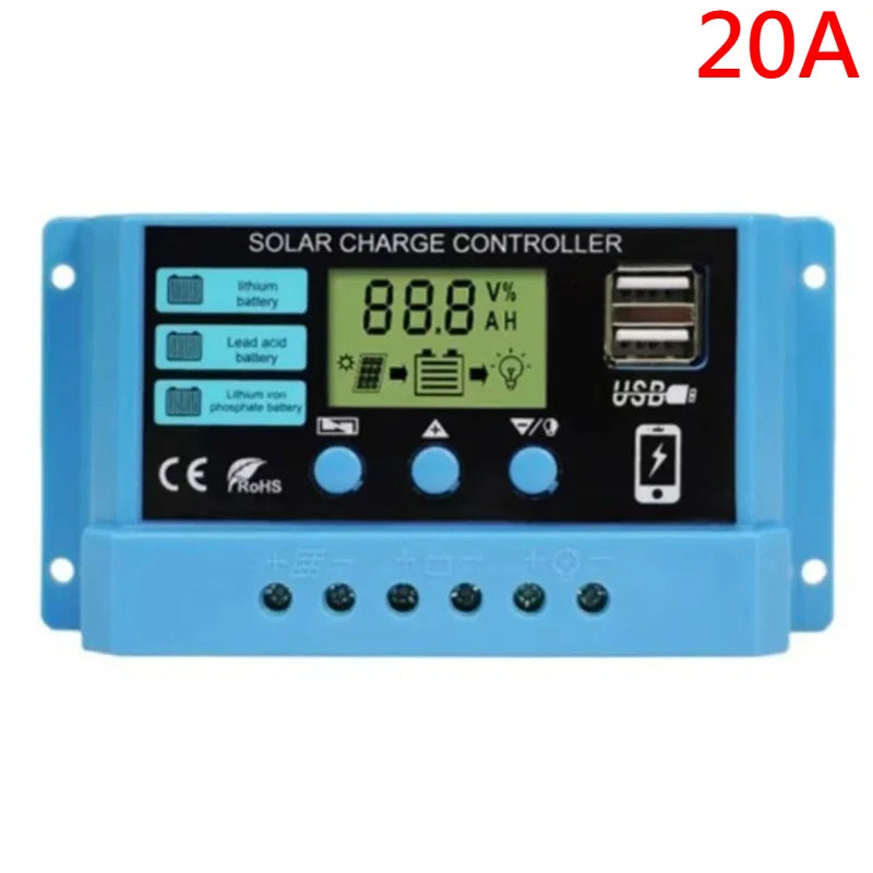 LCD Solar Charge Controller with Dual USB Output