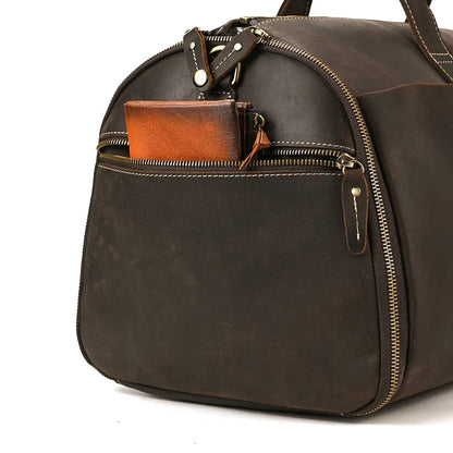 Crazy Horse Leather Travel Bag for Suits