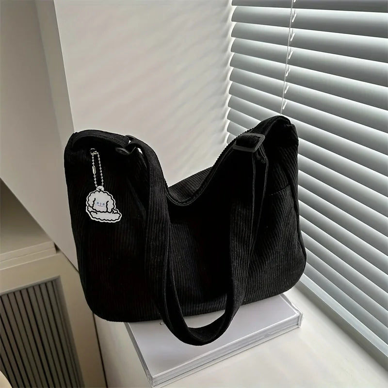 Corduroy Half Moon Shoulder Bag