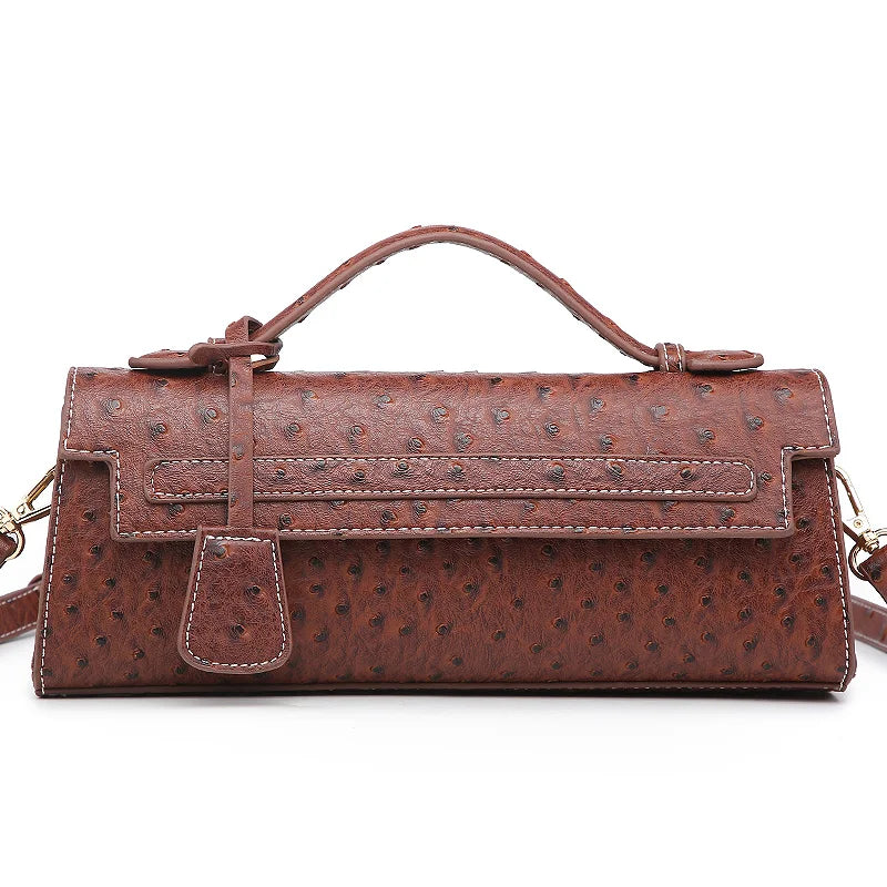 Ostrich Print PU Leather Shoulder Bag