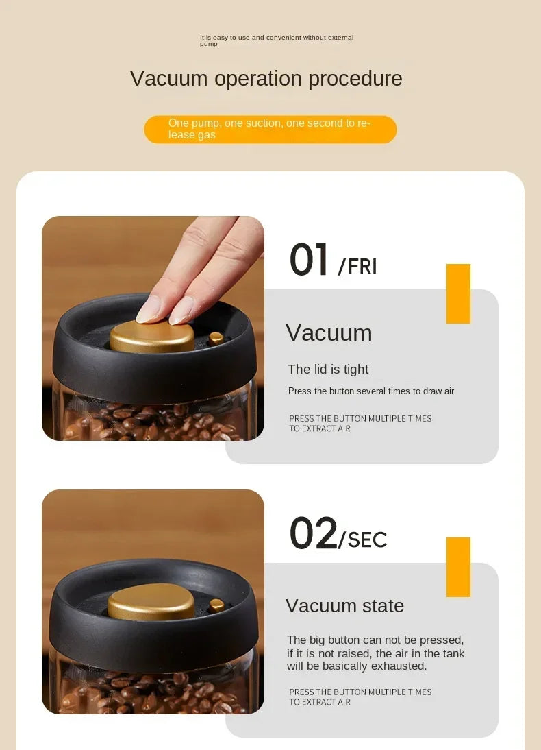 Vacuum Glass Coffee Bean Storage Jar