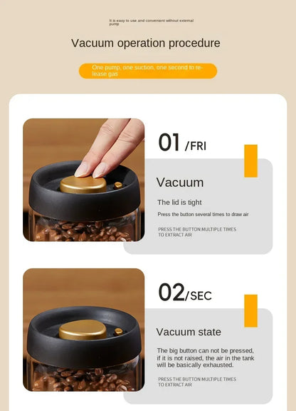 Vacuum Glass Coffee Bean Storage Jar