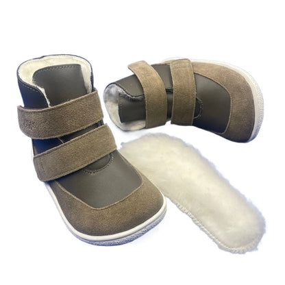 Genuine Leather Winter Barefoot Two Straps Boots