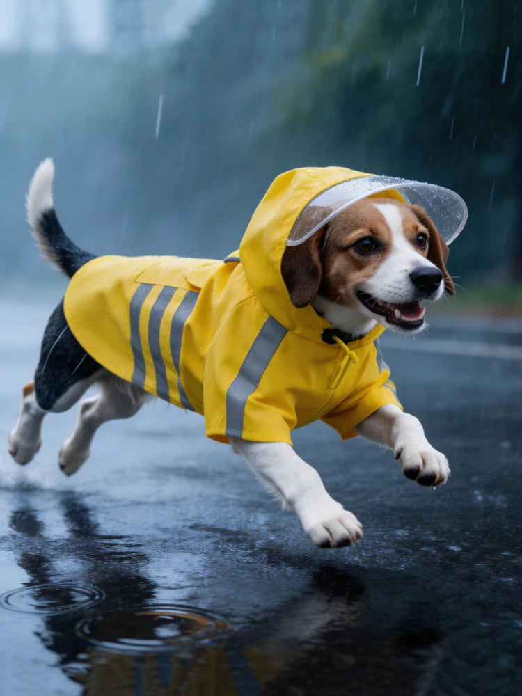 Waterproof Reflective Hooded Dog Raincoat