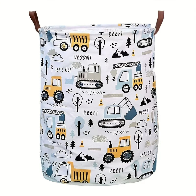 Large-Capacity Foldable Construction Vehicle Laundry Basket