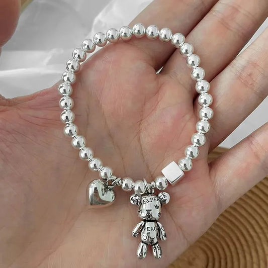 925 Sterling Silver Bear Pendant Bracelet