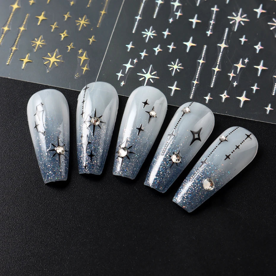 3D Laser Star Nail Art Stickers
