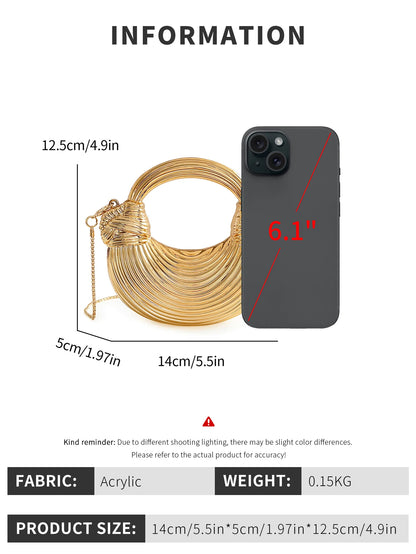 Gold Acrylic Minaudiere Evening Clutch with Chain Strap