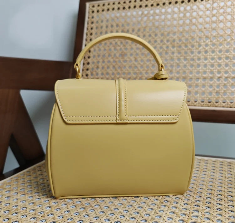 Genuine Split Leather Top Handle Satchel Bag