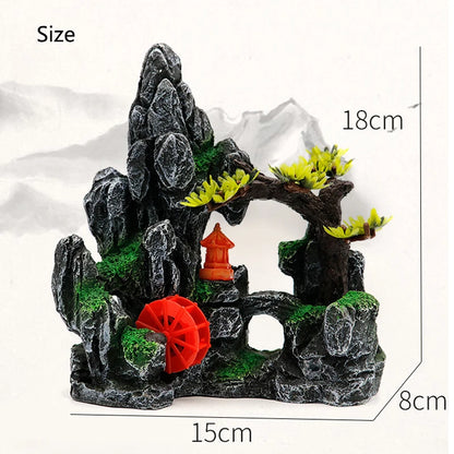 Resin Aquarium Mountain Cave Ornament