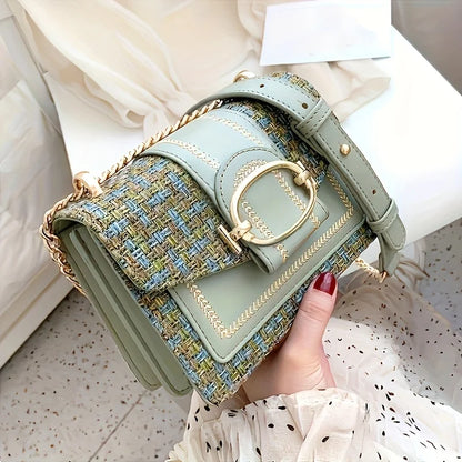 Chic Mini Plaid Tweed Crossbody Bag