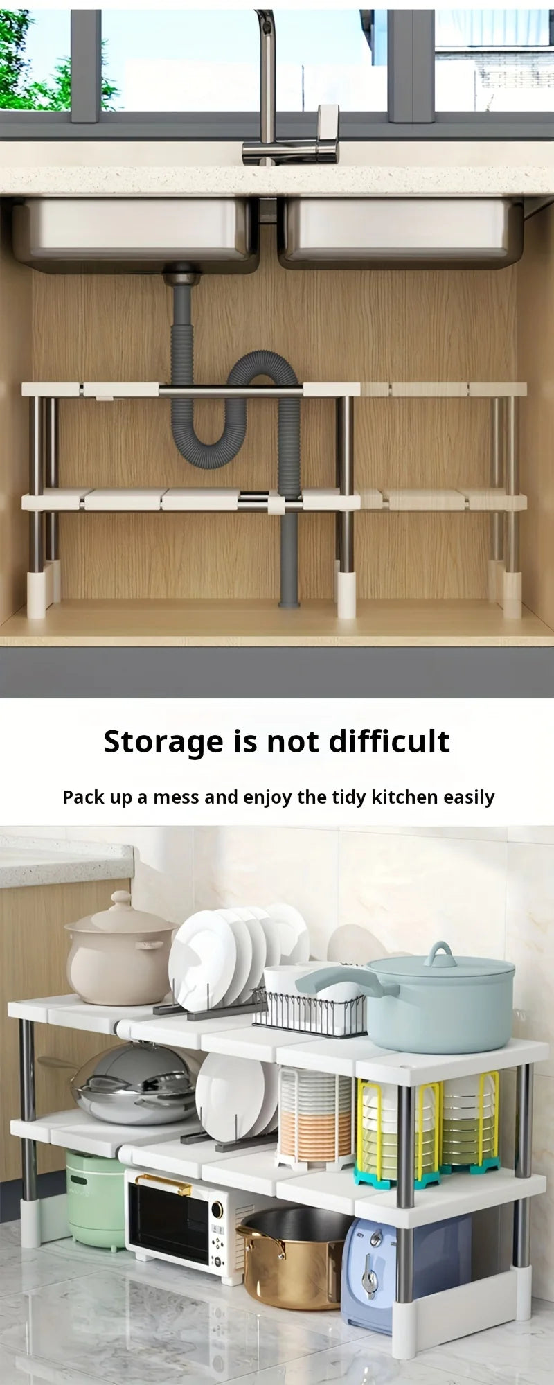 Adjustable Under Sink Storage Rack