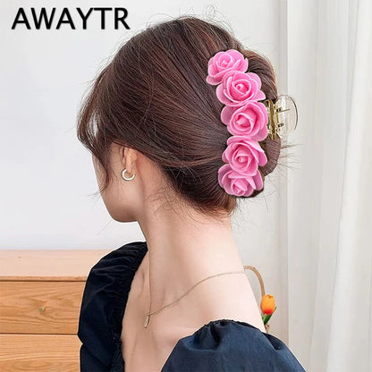 Pink Bubble Flower Hair Claw Clip