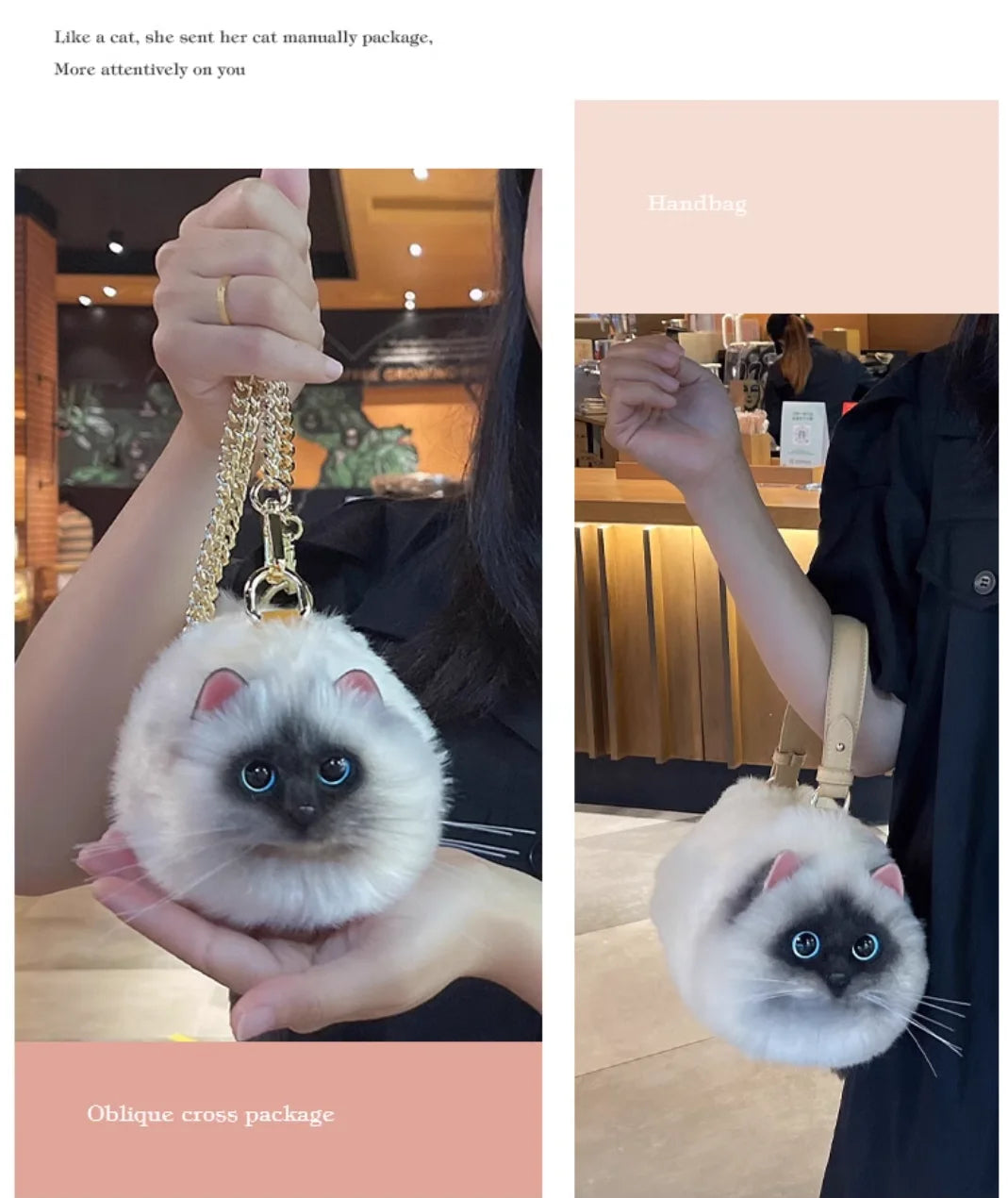 Cute Plush Cat Shoulder Bag