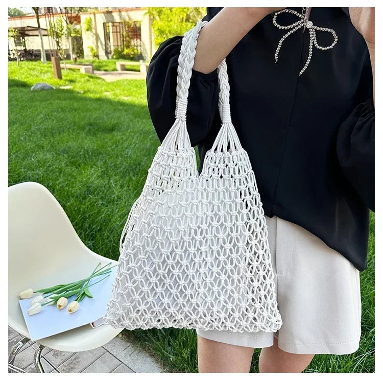 Handwoven Mesh Summer Tote Bag