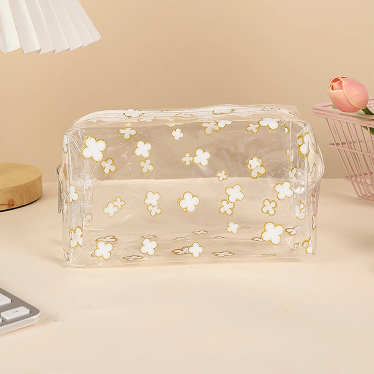 Clear Glitter Four Leaf Clover Pencil Case