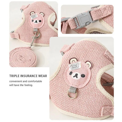 Bear Pet Harness & Leash Set for Small Dogs & Cats