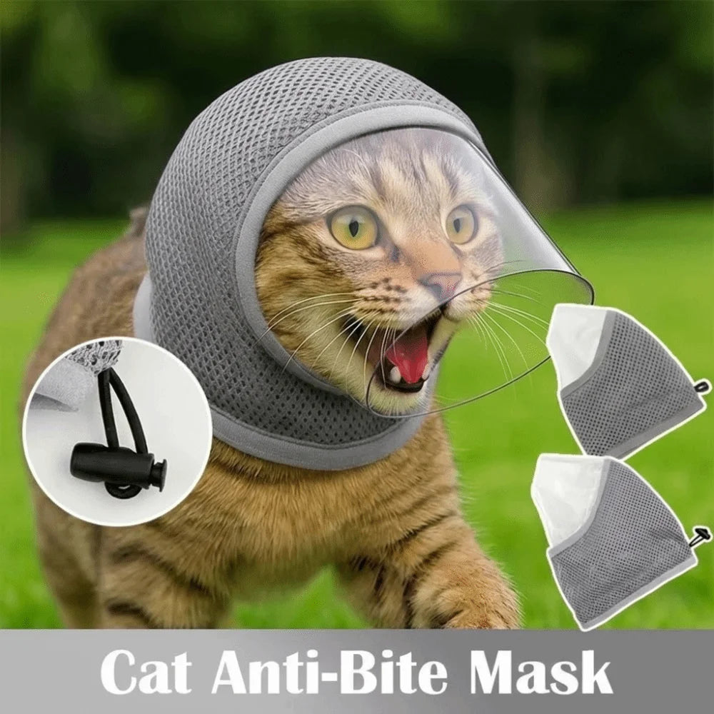 Anti-Licking Cat Mask – Breathable Protective Headgear