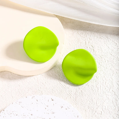 Candy Colored Button Shape Round Acrylic Earrings