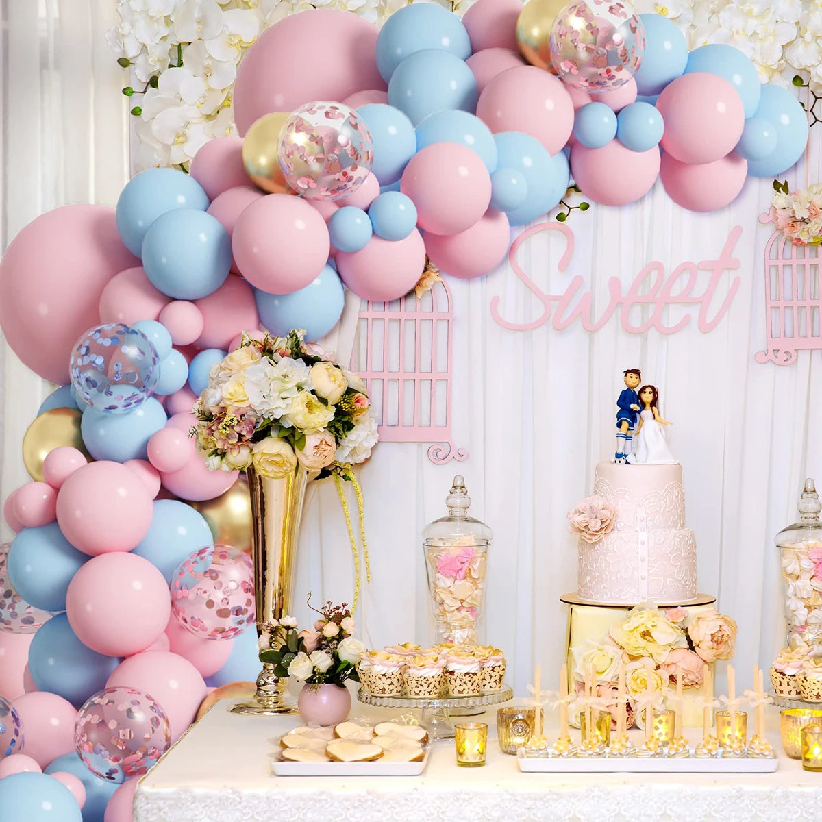 Pink Blue Balloons Garland Birthday Party Decoration